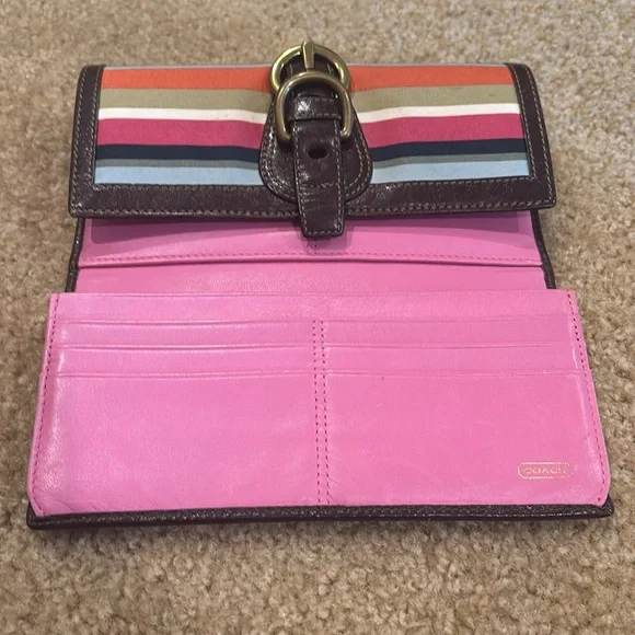 Vintage Coach Striped Multicolor Women's Wallet - Picture 2 of 4
